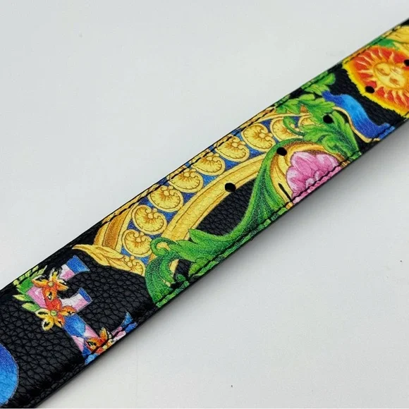 VERSACE Beverly Palm Medusa Leather Belt In Black